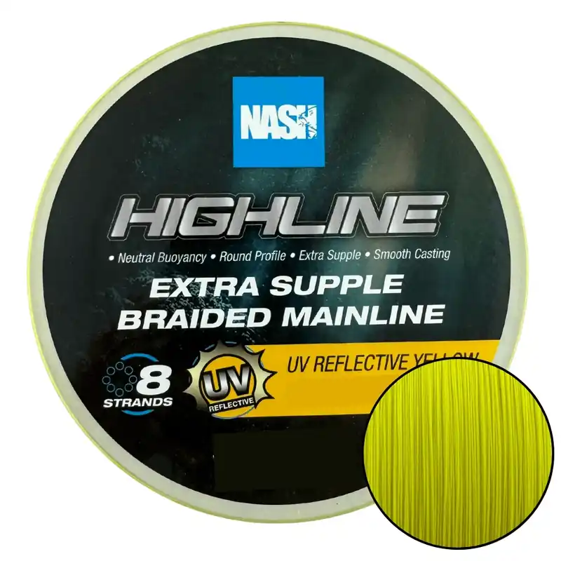 Aktuální Nash Highline Floating Braid UV Yellow 0,28 mm 35 lbs 1200 m